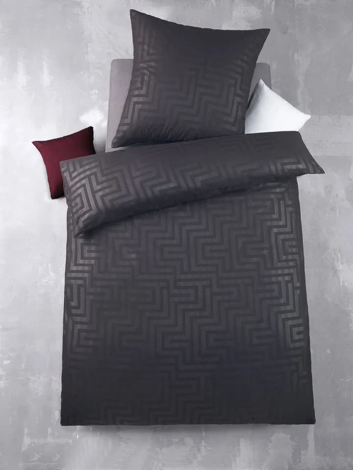 Optidream Bettwäsche Set Mikrofaser 135x200 Design geprägt Labyrinth schwarz