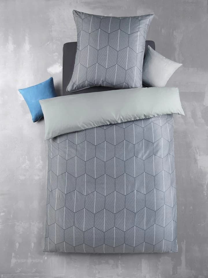Optidream Bettwäsche Set Mikrofaser 135x200 Design Raute silber Wende