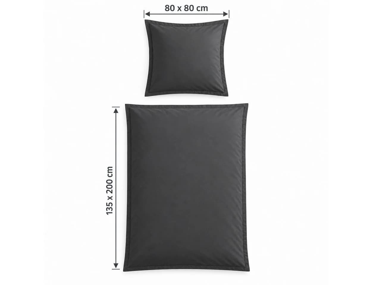Optidream Renforcé Bettwäsche Set 135x200 + 80x80 cm Anthrazit 100% Baumwolle
