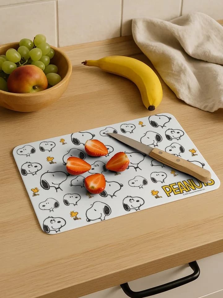 United Labels® Snoopy Frühstücksbrettchen Allover Weiß Resopal