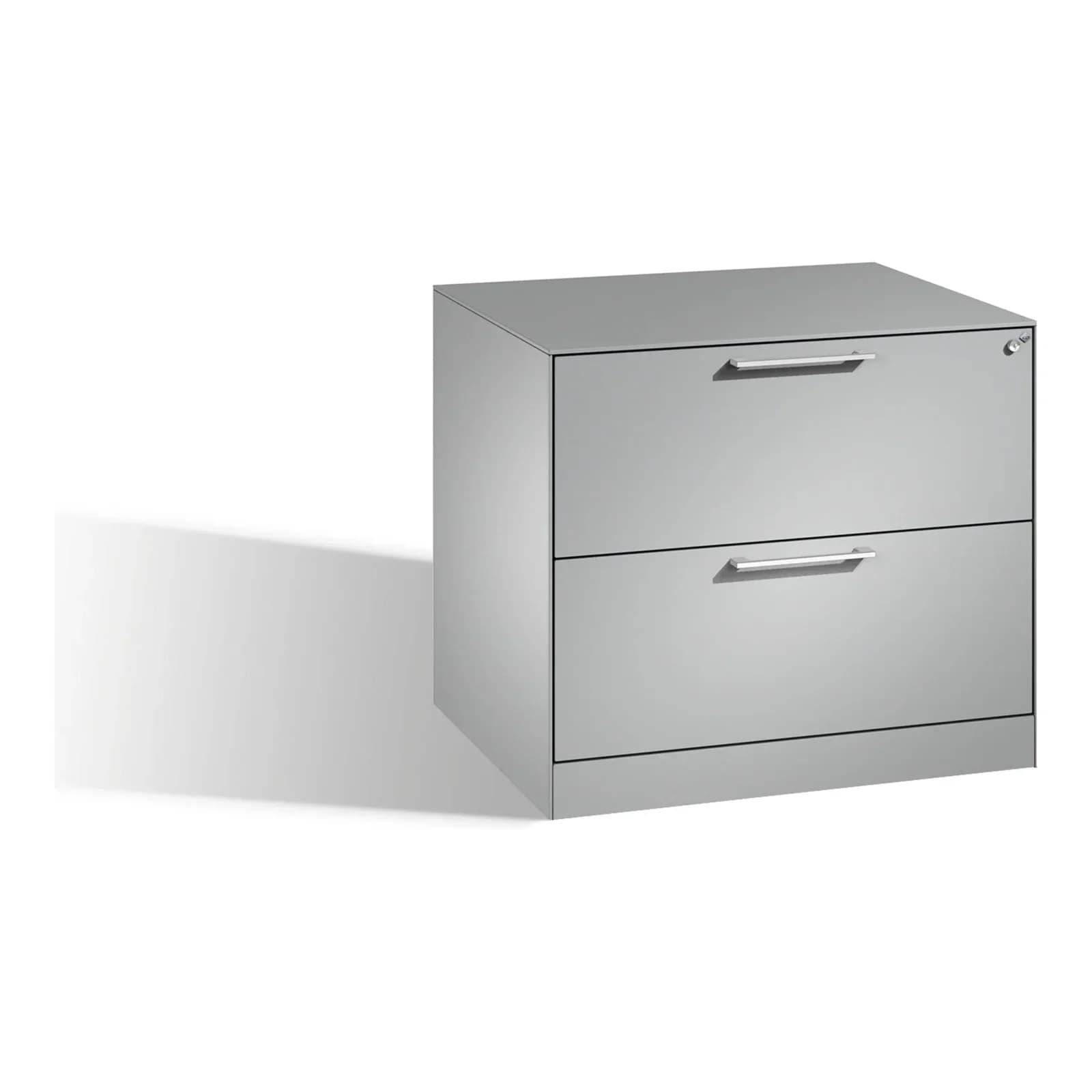 C+P Hängeregistraturschrank Asisto für Hängehefter DIN A4, 2 Schubladen, zweibahnig, Weißaluminium
