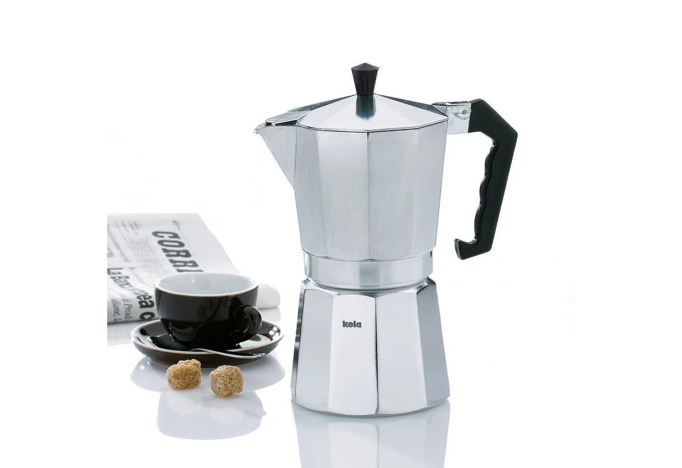 kela Espressokocher Italia Aluminium für 3 Tassen Silber