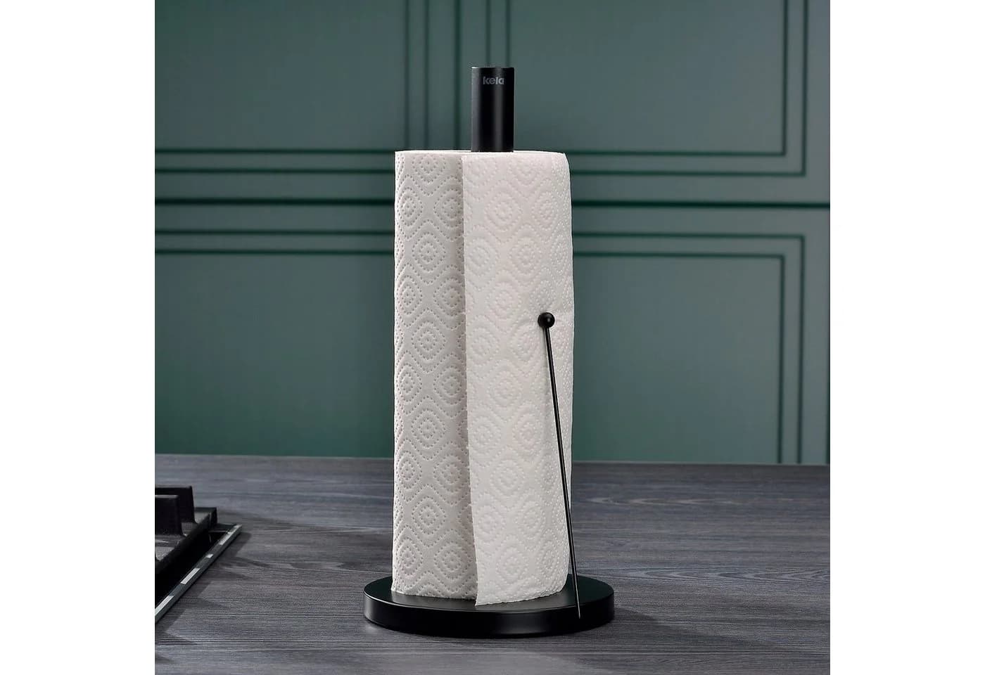 kela Küchenrollenhalter Rollo stehend Edelstahl schwarz