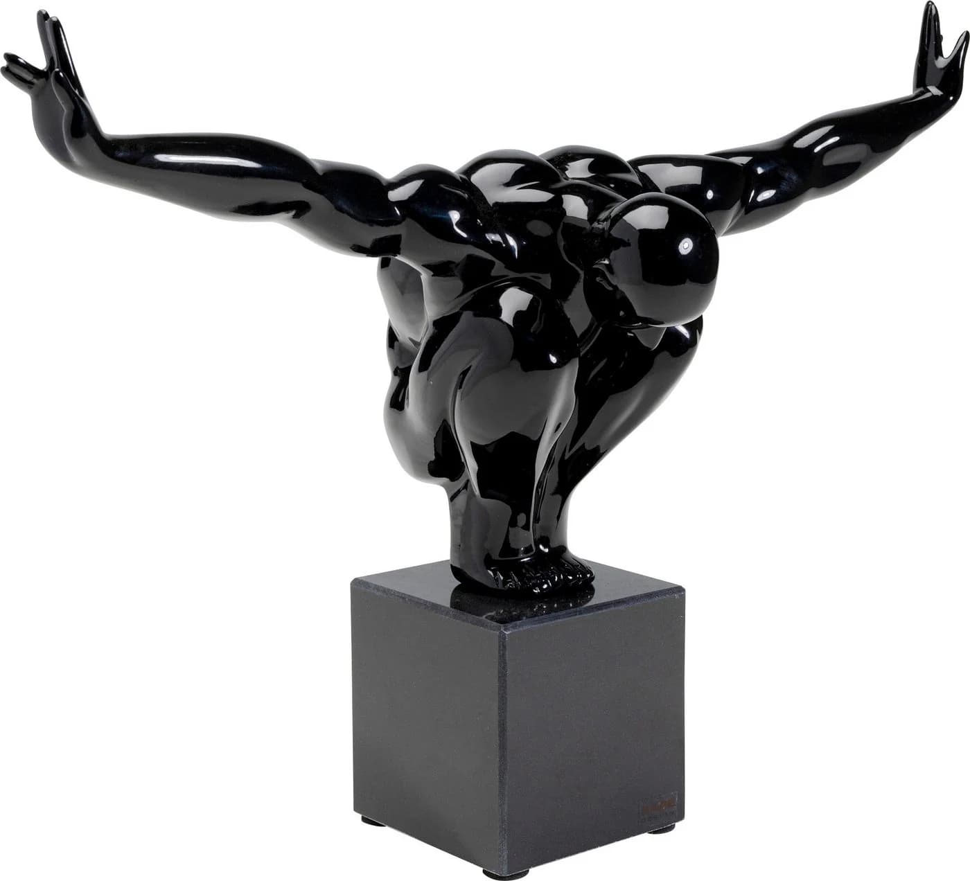KARE Deko-Objekt Athlet Black Small, Polyresin mit Marmorsockel, 43 cm