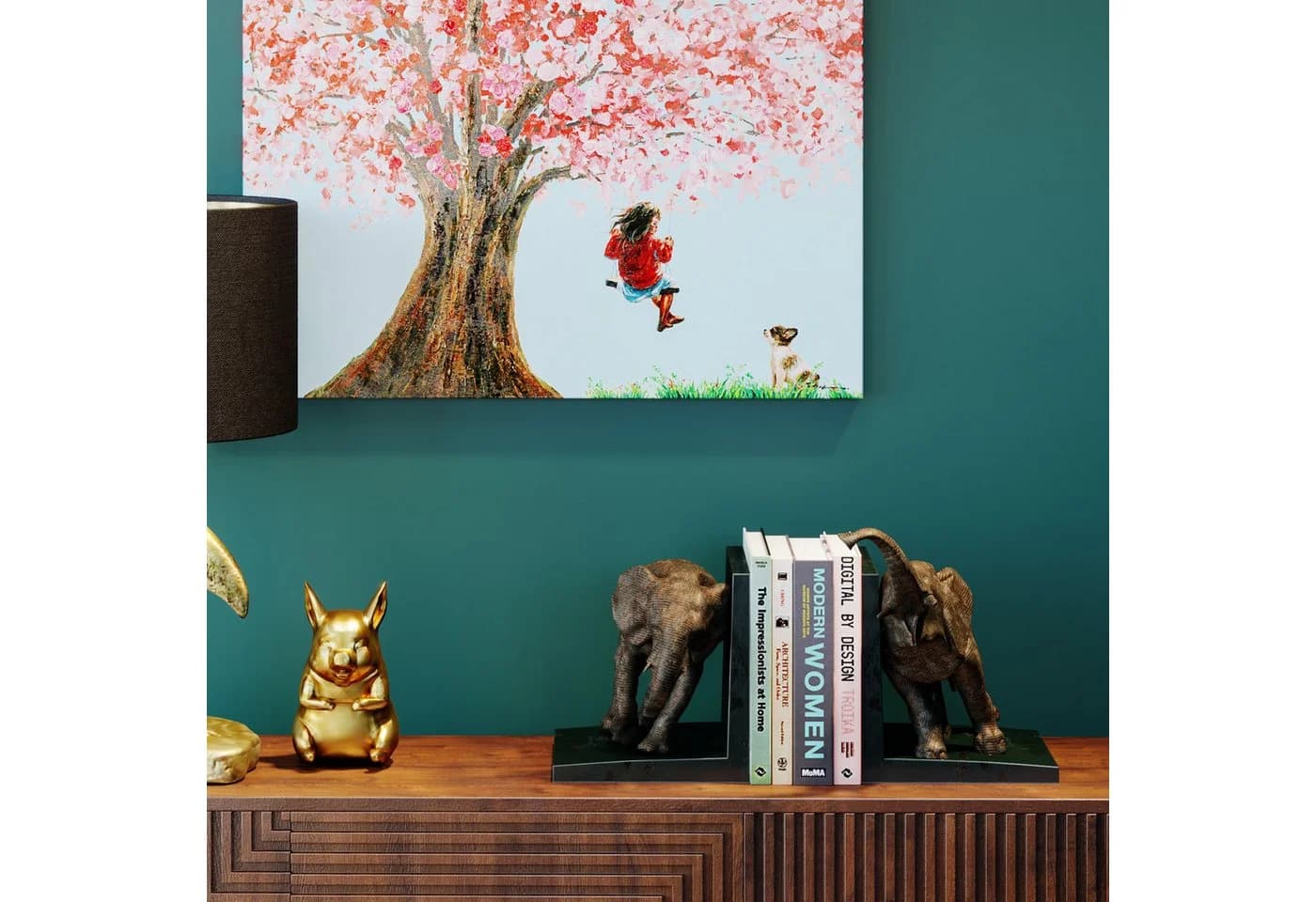 KARE DESIGN Buchstütze Elephants 25 Braun Set