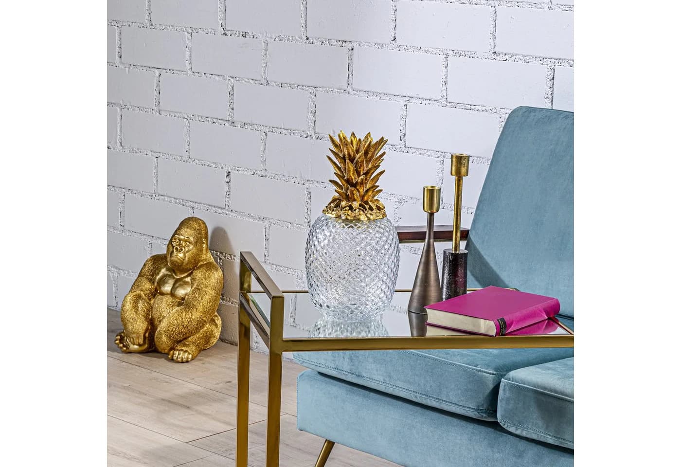 KARE DESIGN Deko-Dose Pineapple Visible Gold Glas
