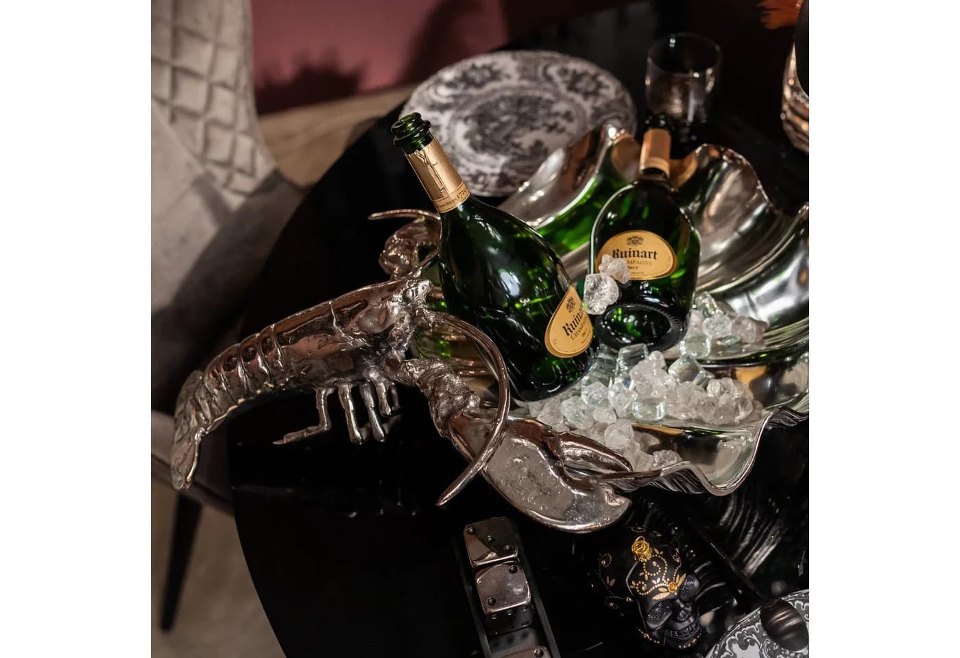 Kare Design Küchenregal Flaschenhalter Lobster Silber Aluminium