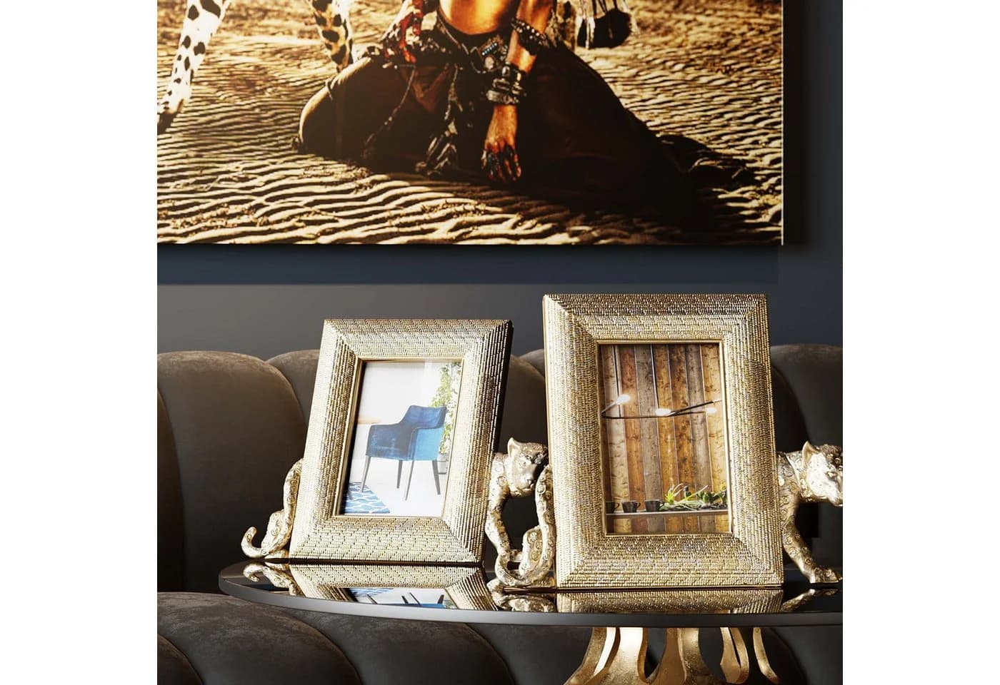 KARE DESIGN Bilderrahmen Leopard Gold Einzelrahmen