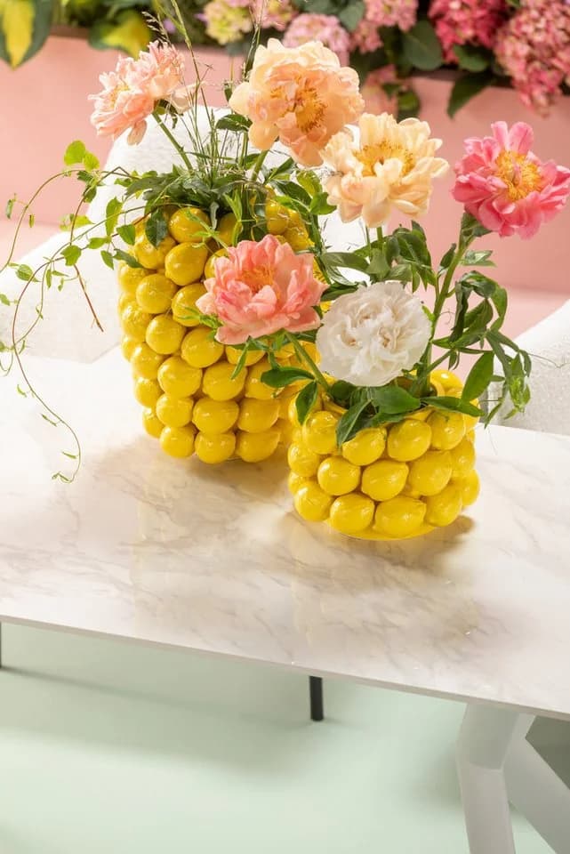 KARE DESIGN Tischvase Lemon Juice Gelb Porzellan