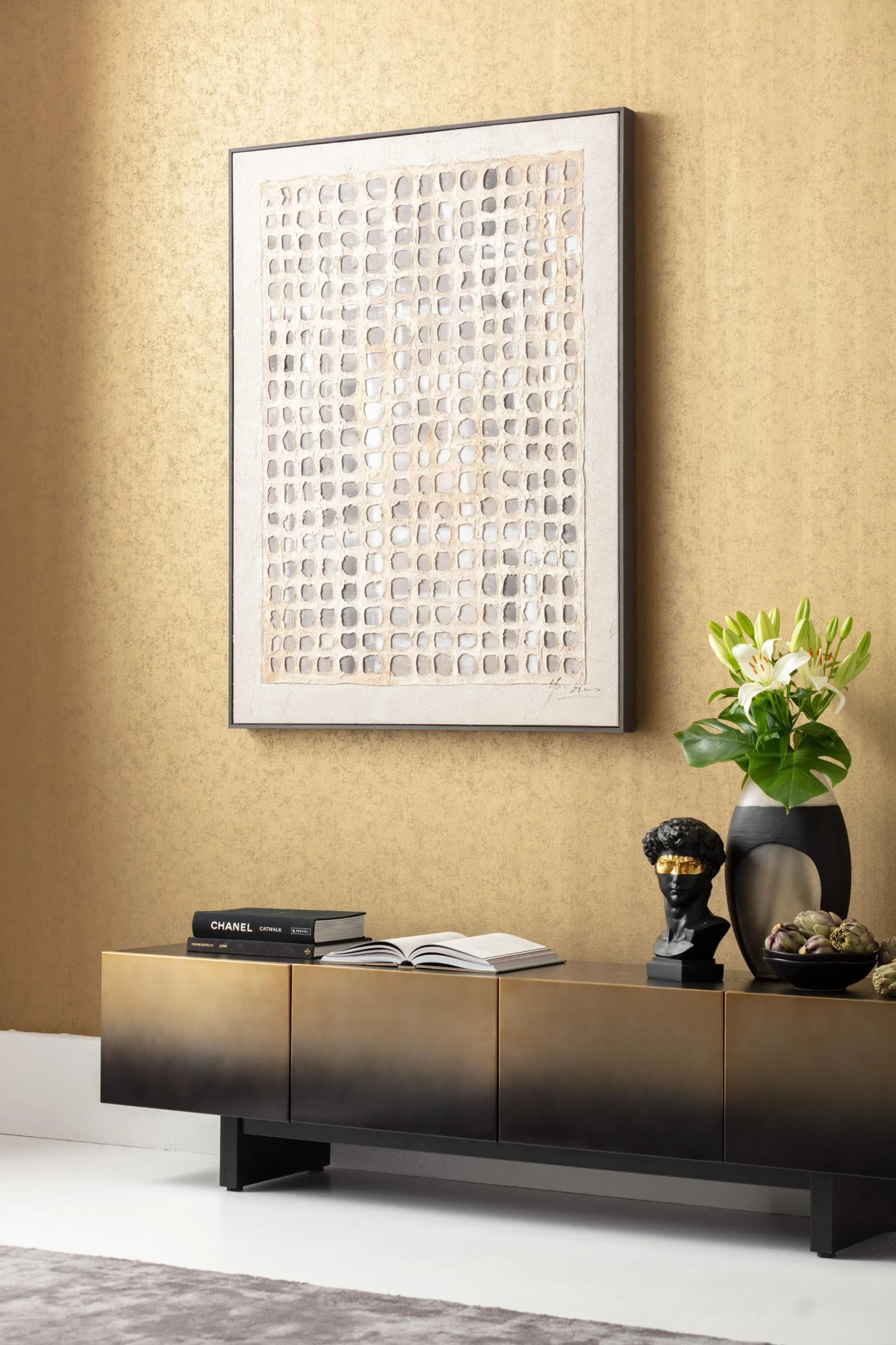KARE DESIGN Gerahmtes Bild Glitter Curtain Beige