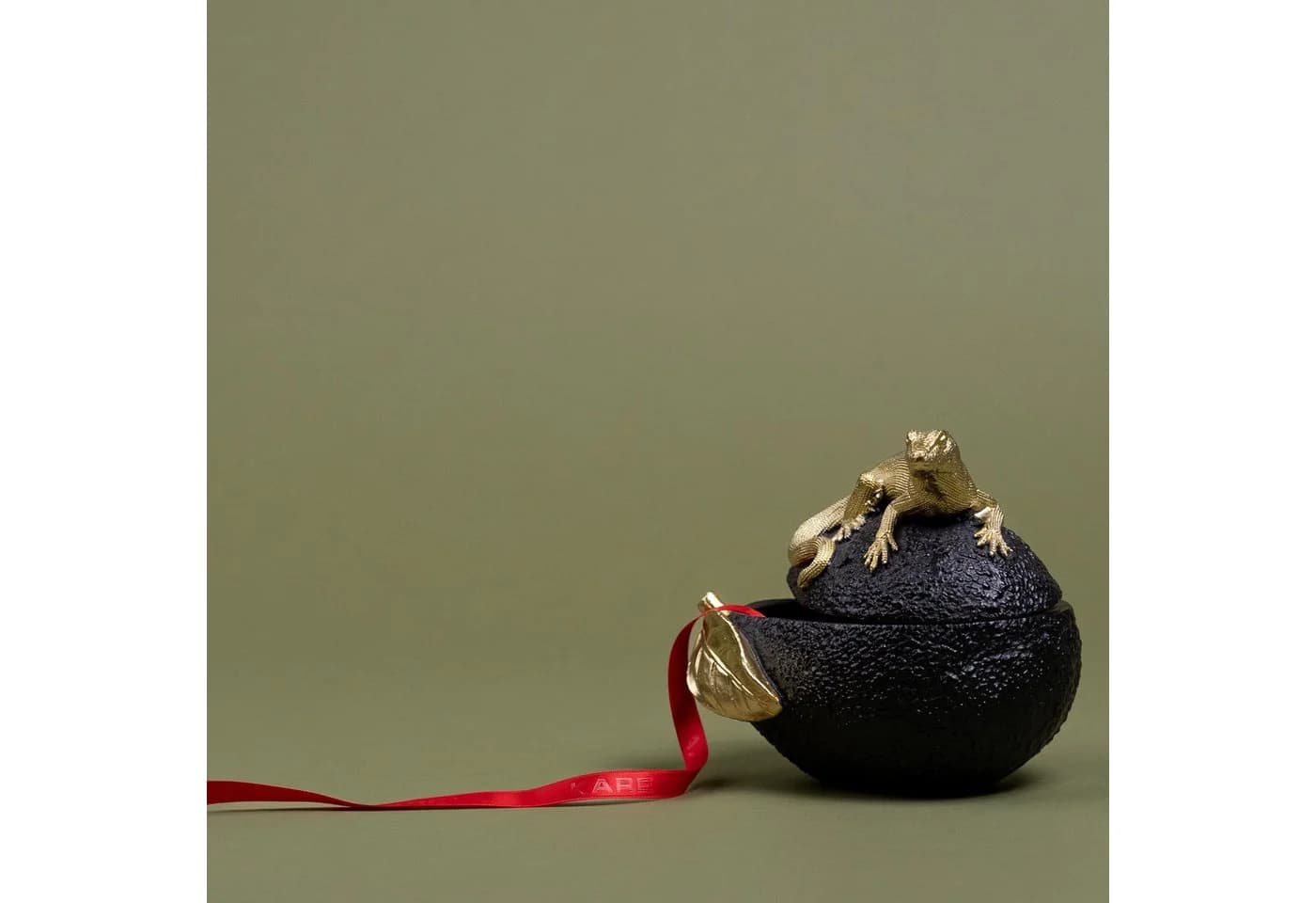 Kare Design Deko-Dose Avocado Lizard 15cm Grün/Gold