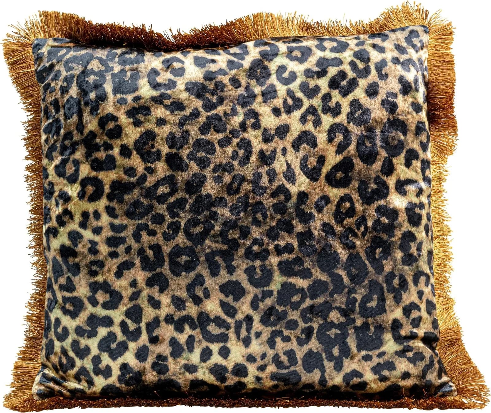 KARE DESIGN Dekokissen Leo Fringe Braun Leopardfellmuster