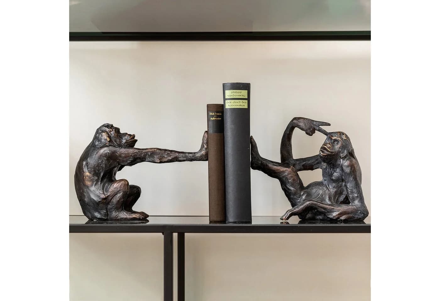 KARE DESIGN Buchstütze Monkey Set Schwarz Polyresin