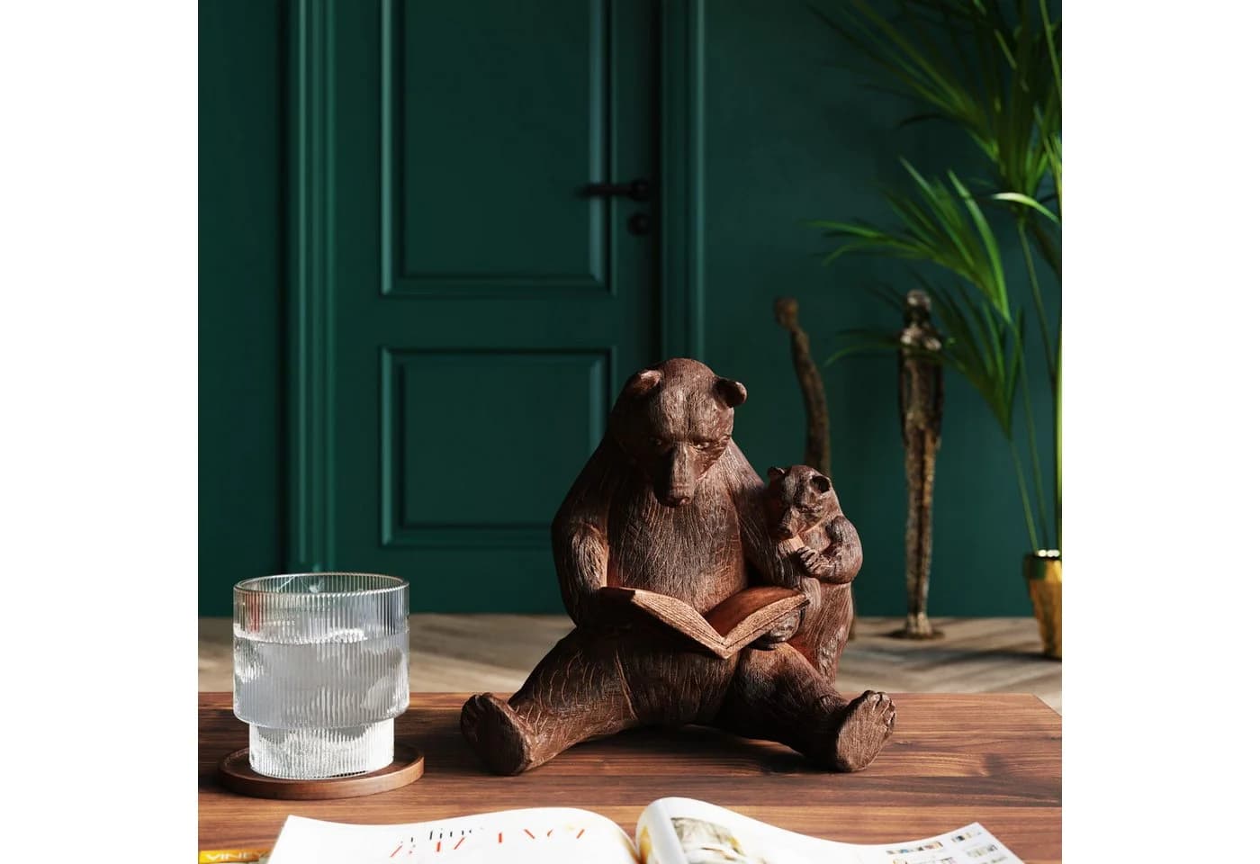 Kare Design Dekofigur Reading Bears Holzoptik
