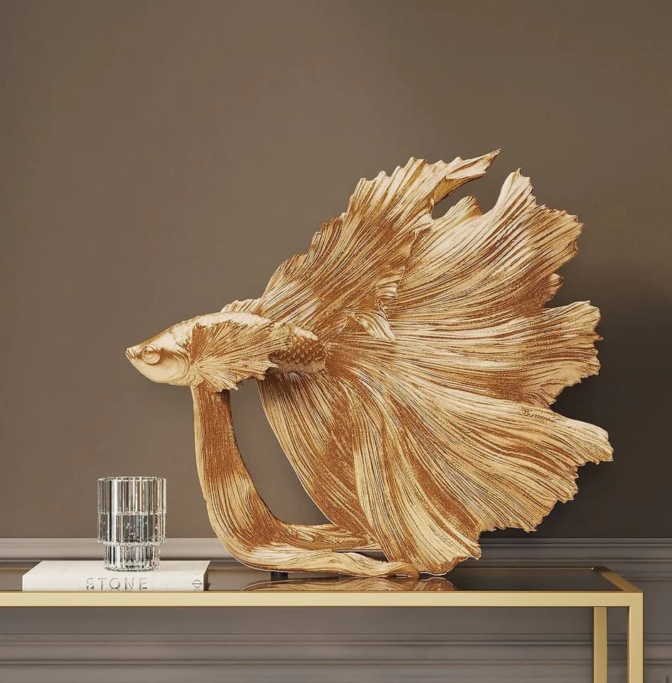 KARE DESIGN Dekofigur Betta Fish Gold Klein Polyresin