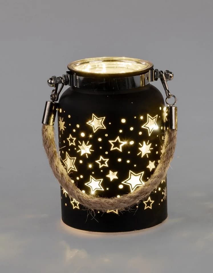 formano LED Dekolicht Laterne Schwarz Gold mit Timer