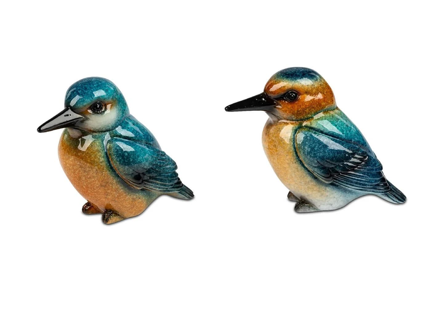 formano Dekofigur Vogel Blau-Orange Kunststein 2-tlg.
