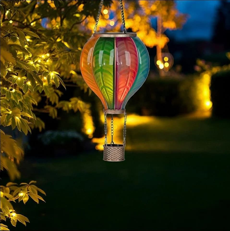 formano Dekolicht Solar-LED Heißluftballon bunt – Hängedeko für Garten & Balkon