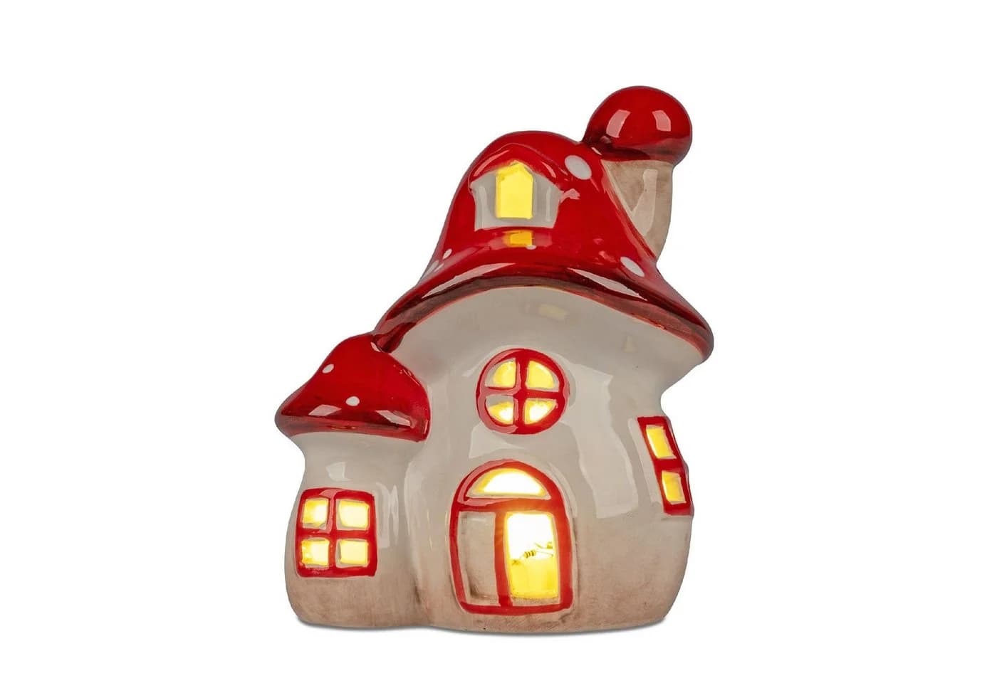 formano Dekofigur Herbst Pilz mit LED Timerfunktion Steingut