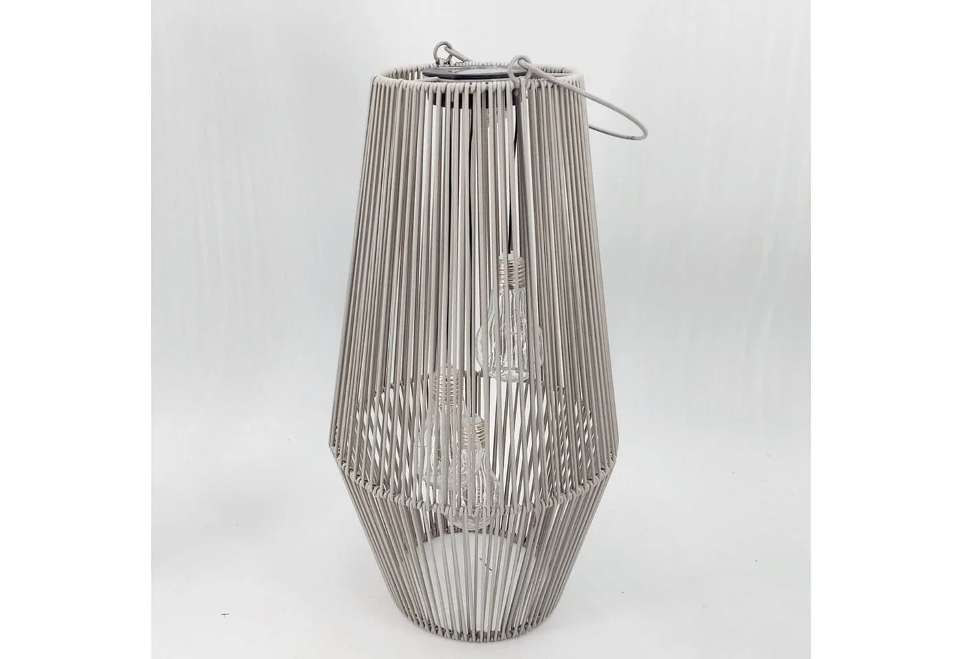 formano LED Tischleuchte Rattan-Optik Grau Solarbetrieben