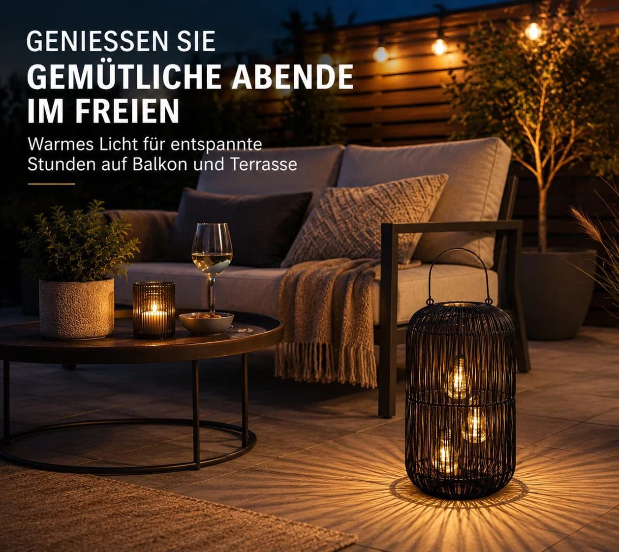 formano Solarlaterne Rattan Look Schwarz LED 45 cm