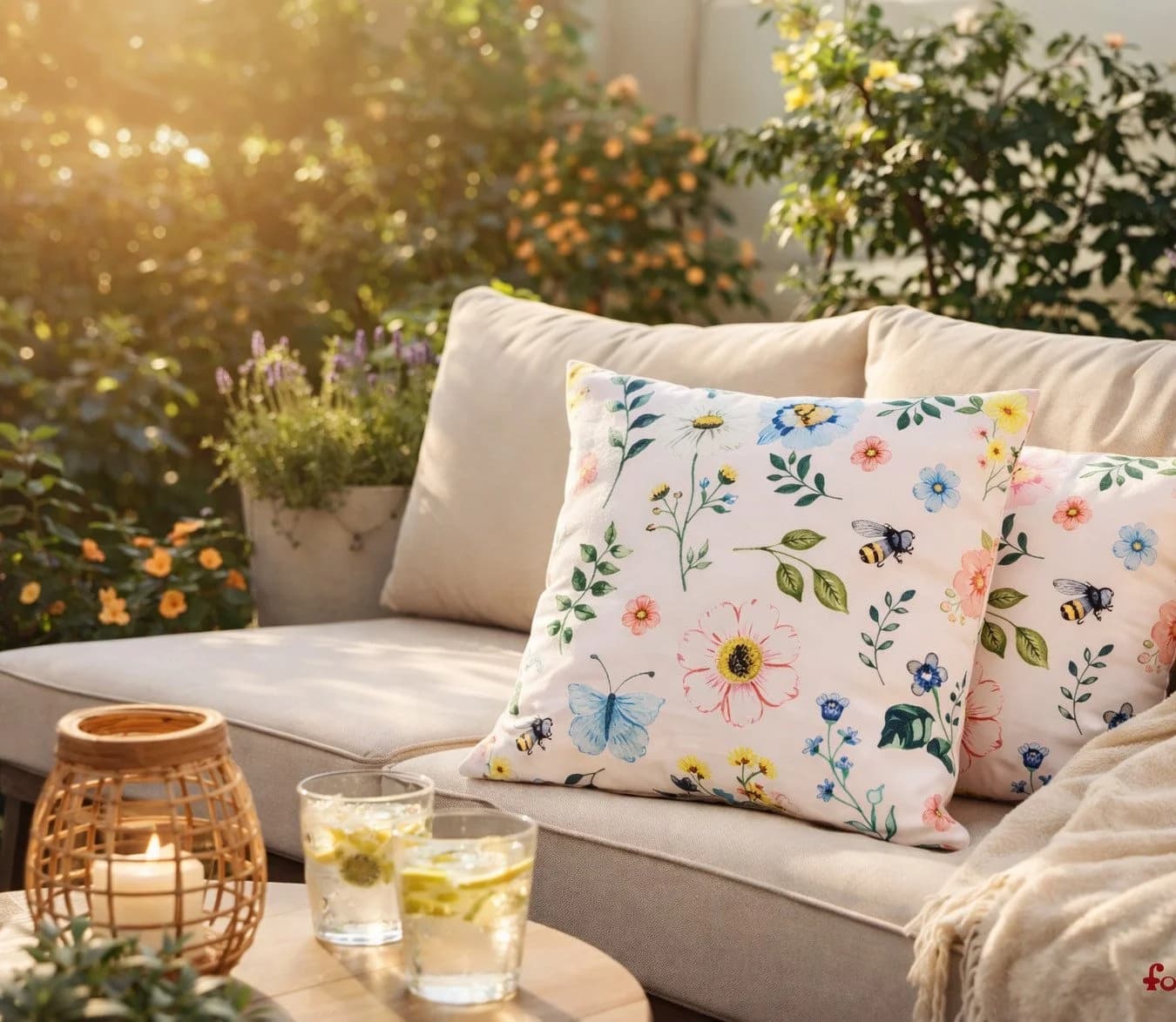 formano Dekokissen Outdoor 45x45 cm wasserdicht floral