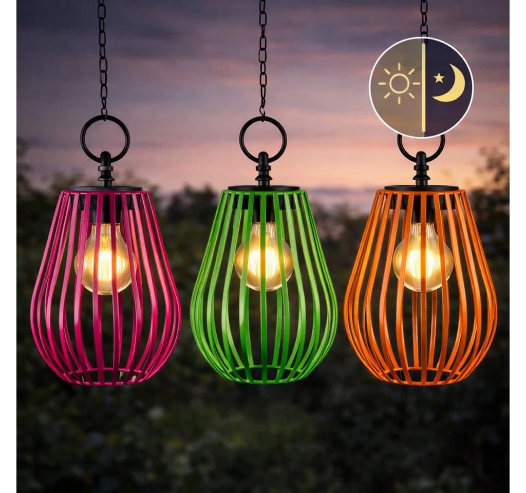 formano 3er Set Solar Windlicht Hängend LED Metall IP44
