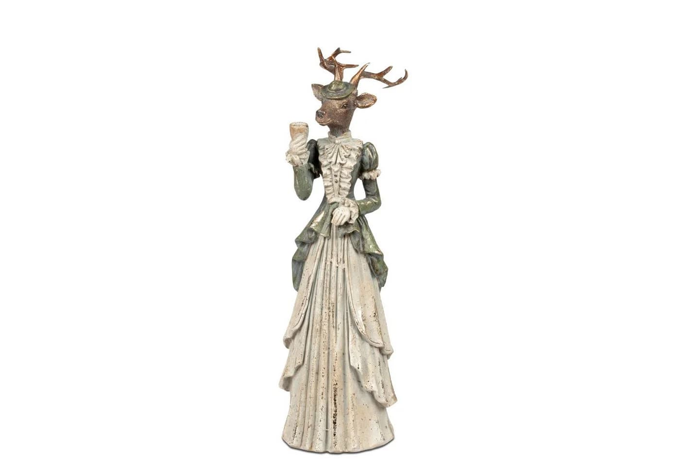 Formano Dekofigur Hirschpaar im Anzug und Kleid Vintage Optik Kunststein