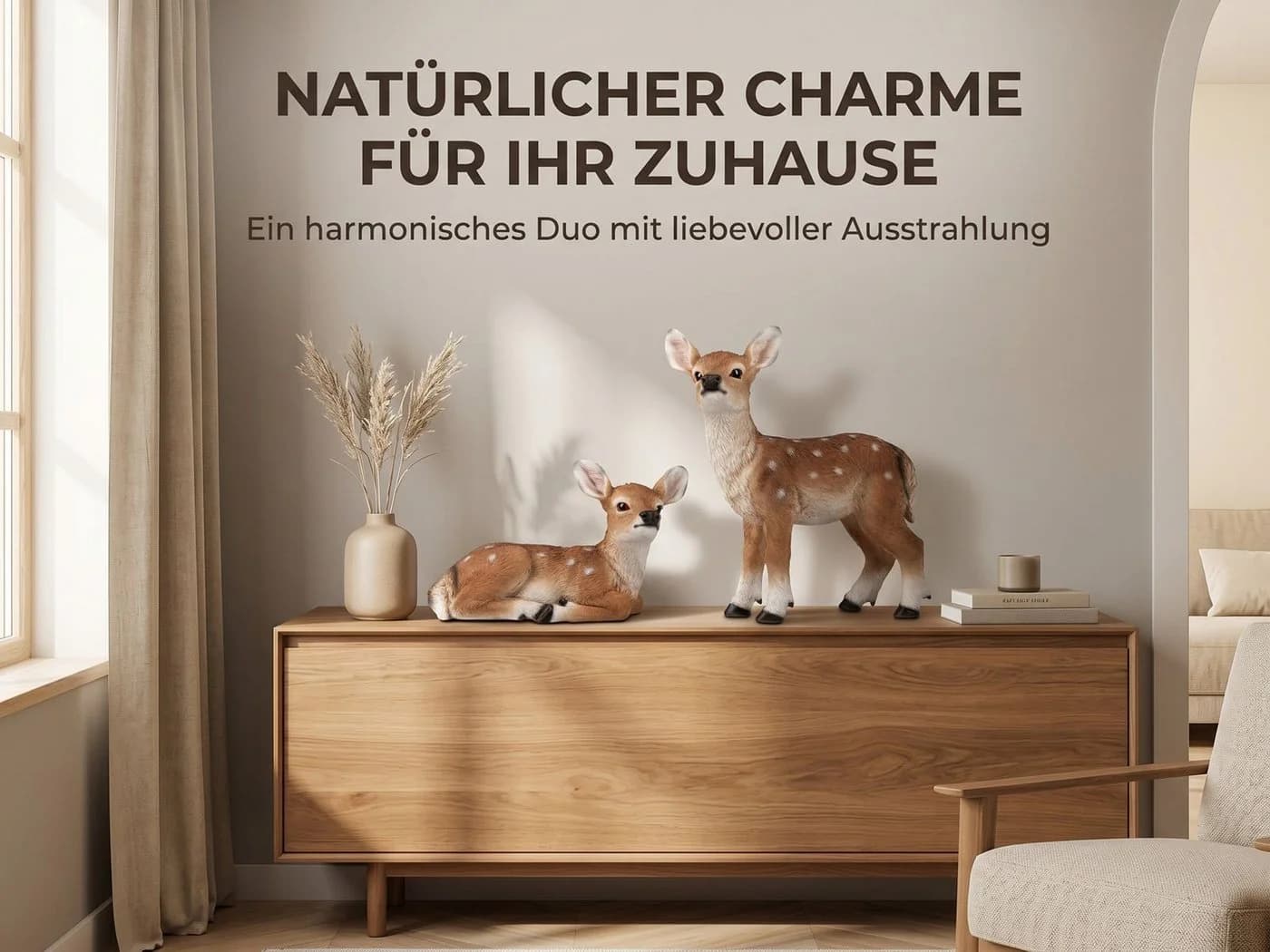 formano Rehkitz Deko 2er Set Kunststein Naturgetreu