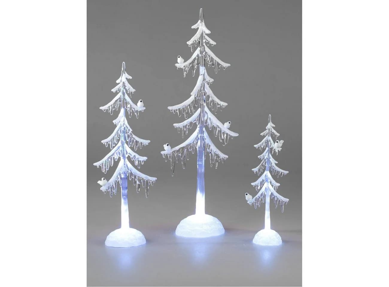 formano LED Weihnachtsbaum Acryl 45cm mit Licht & Vogel Winterdeko