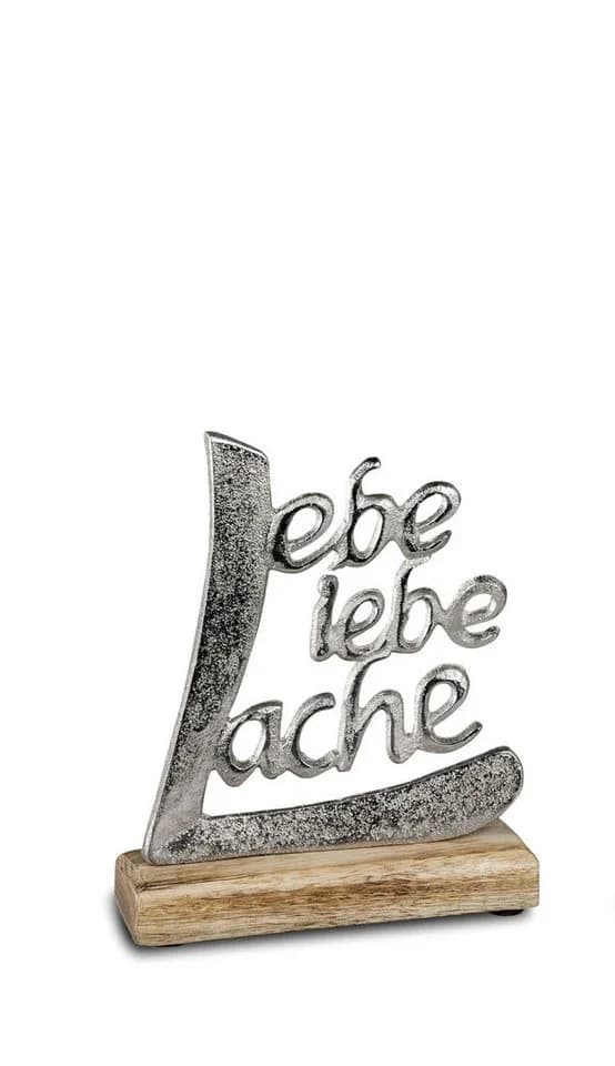 formano Dekofigur Schriftzug Lebe Liebe Lache Aluminium Mangoholz