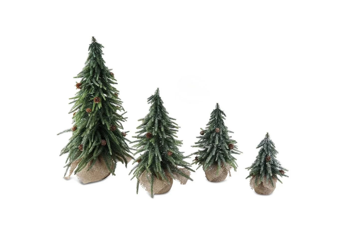 formano Dekofigur Tannenbaum Grün mit Silberschnee und Jute-Basis