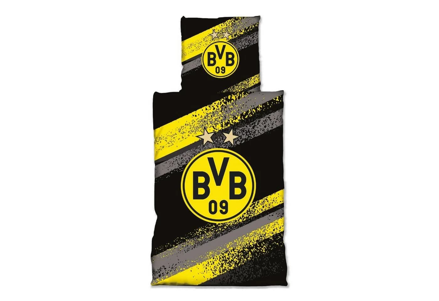 BVB Bettwäsche 2-teilig Graffiti Streifen Baumwolle Schwarz-Gelb