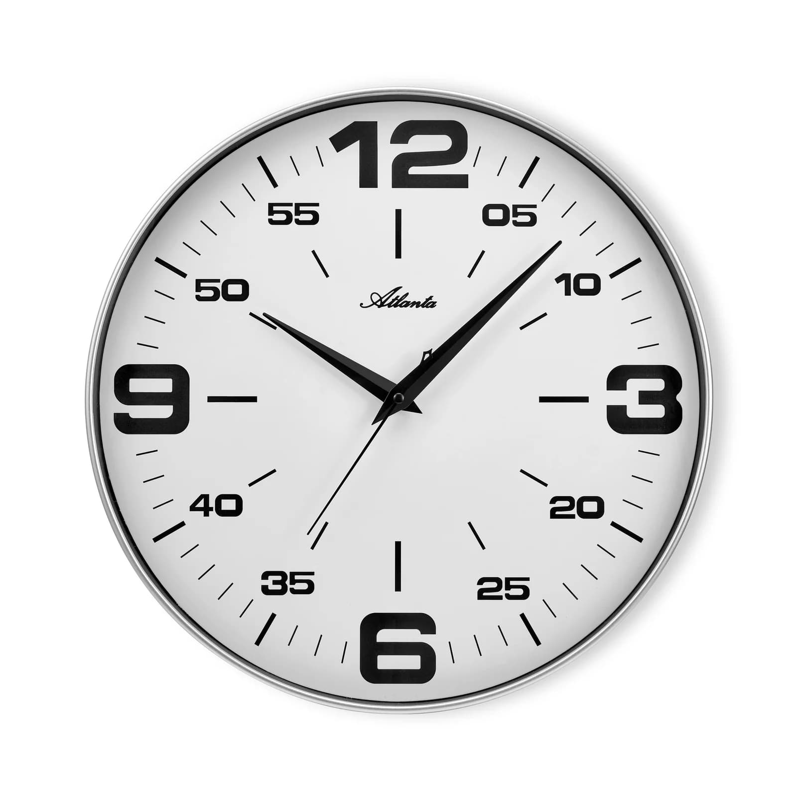 Atlanta Wanduhr Schwarz-Weiß Silber 40cm Quarz