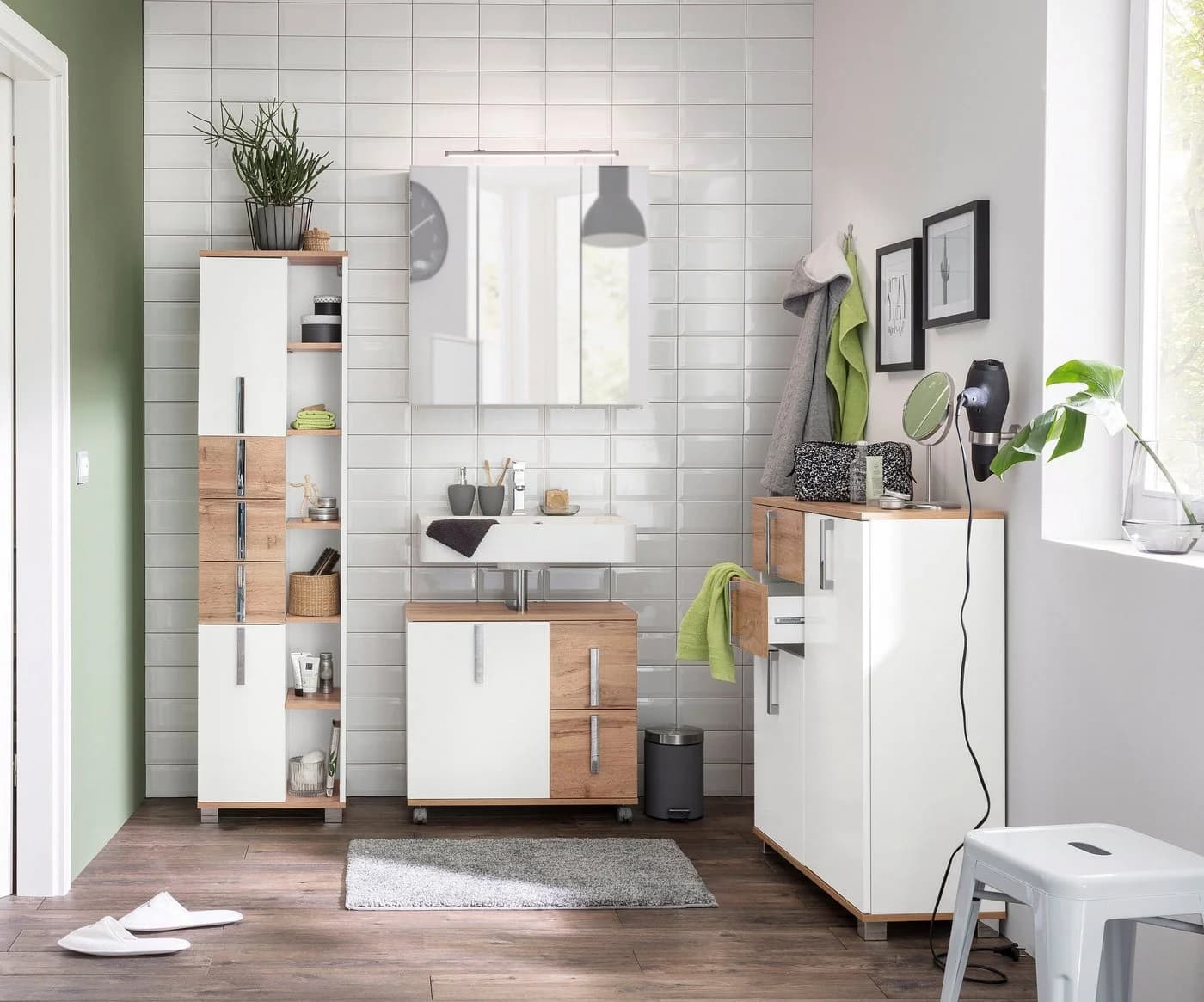 Schildmeyer Waschbeckenunterschrank Kampen Weiß Glanz Soft-Close