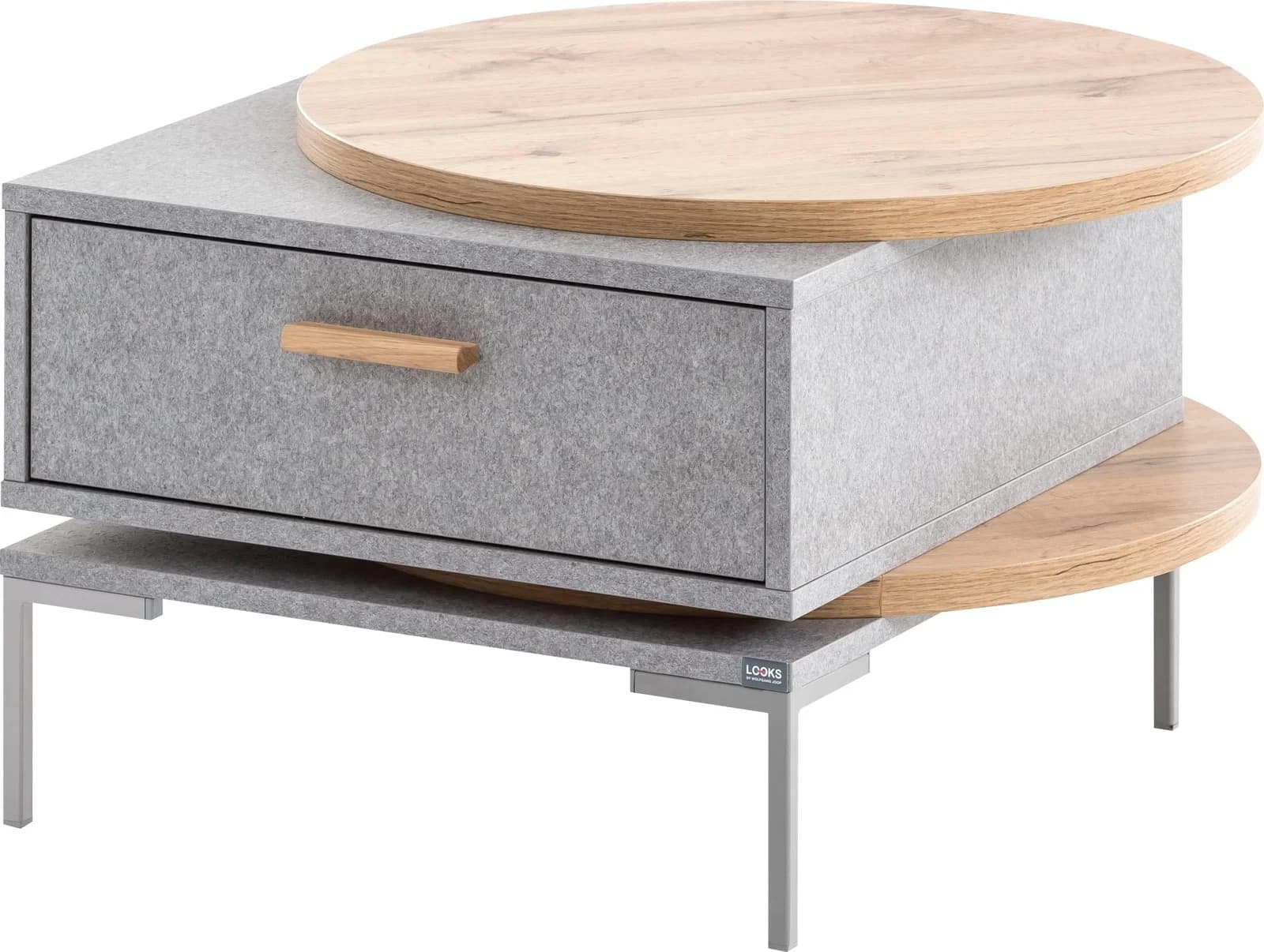 LOOKS BY WOLFGANG JOOP Couchtisch Grau Eiche Landhausfarben mit Schublade