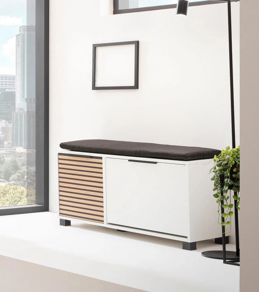 SCHILDMEYER Schuhschrank Loft Weiß Mattweiß Akustikprint