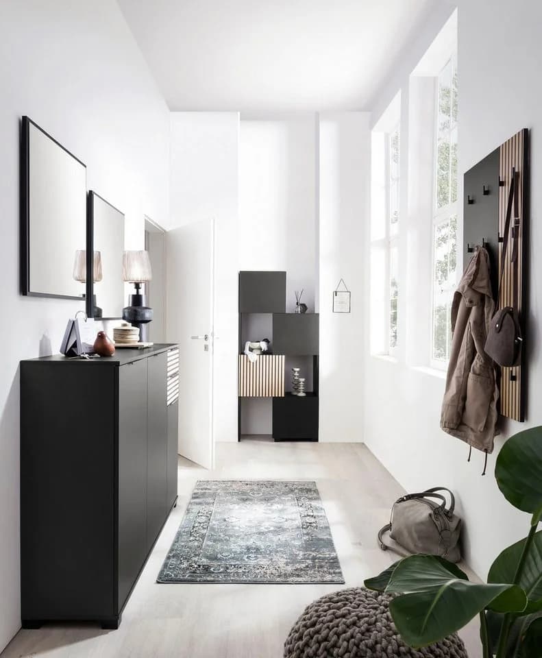 WELLTIME Garderobenpaneel Alexa Schwarz Matt 16 Haken