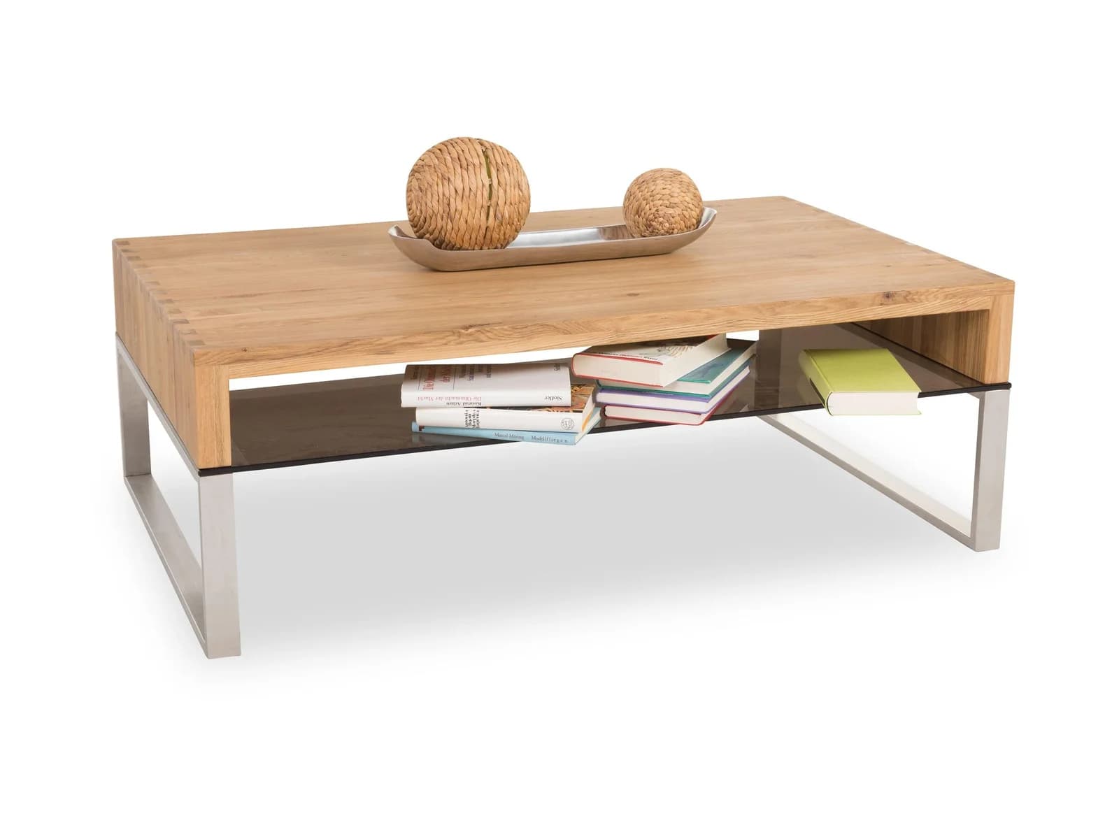 Couchtisch Mystic von Loft by Ostermann - Massivholz mit Glasablage