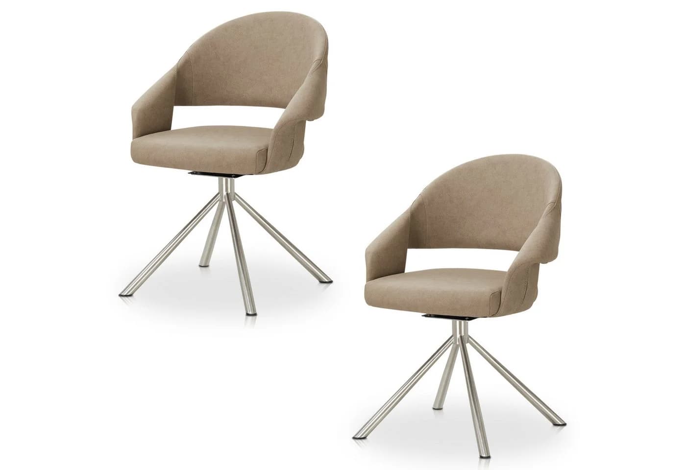 KHG Esszimmerstuhl Kunstleder Taupe-Silber 180° drehbar Metallgestell