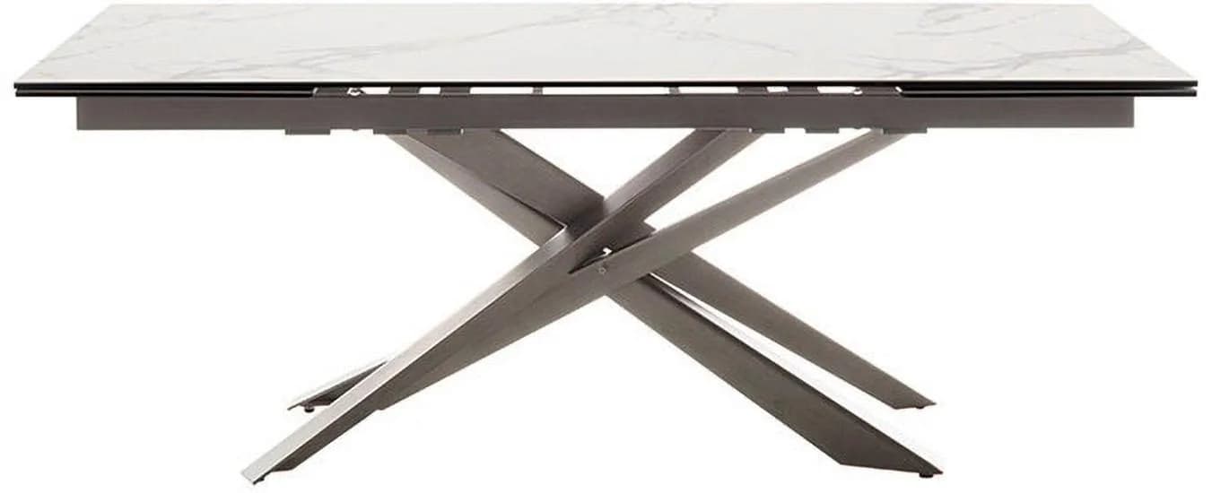 MCA furniture TESERO Auszugtisch 200-300 cm Creme Marmoriert Edelstahl