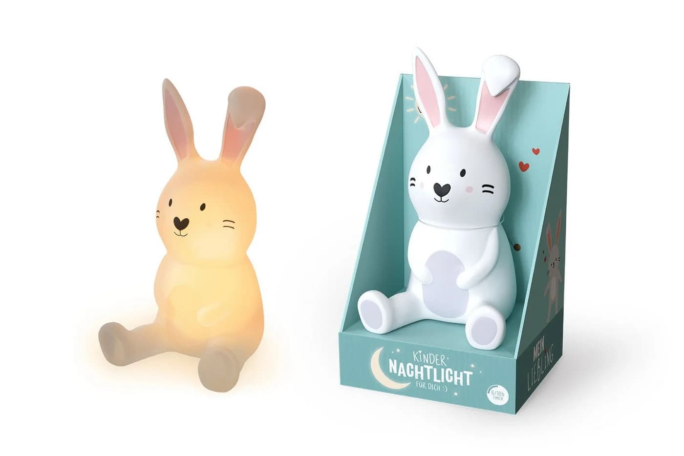 La Vida LED Nachtlicht Kinder Lampe Hase mit Timer