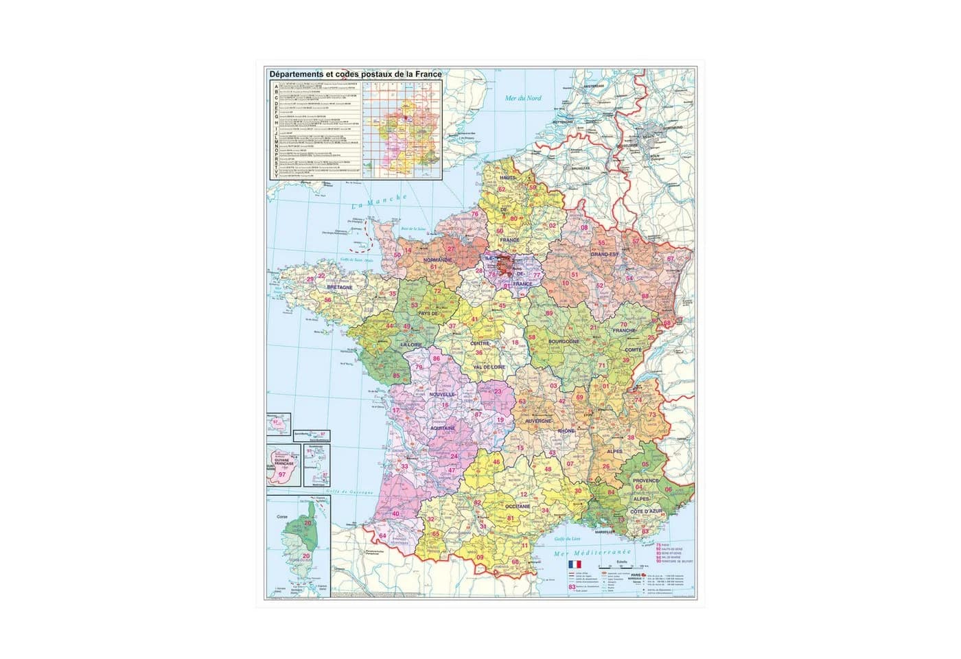 STIEFEL Poster Frankreich Postleitzahlen und Départements