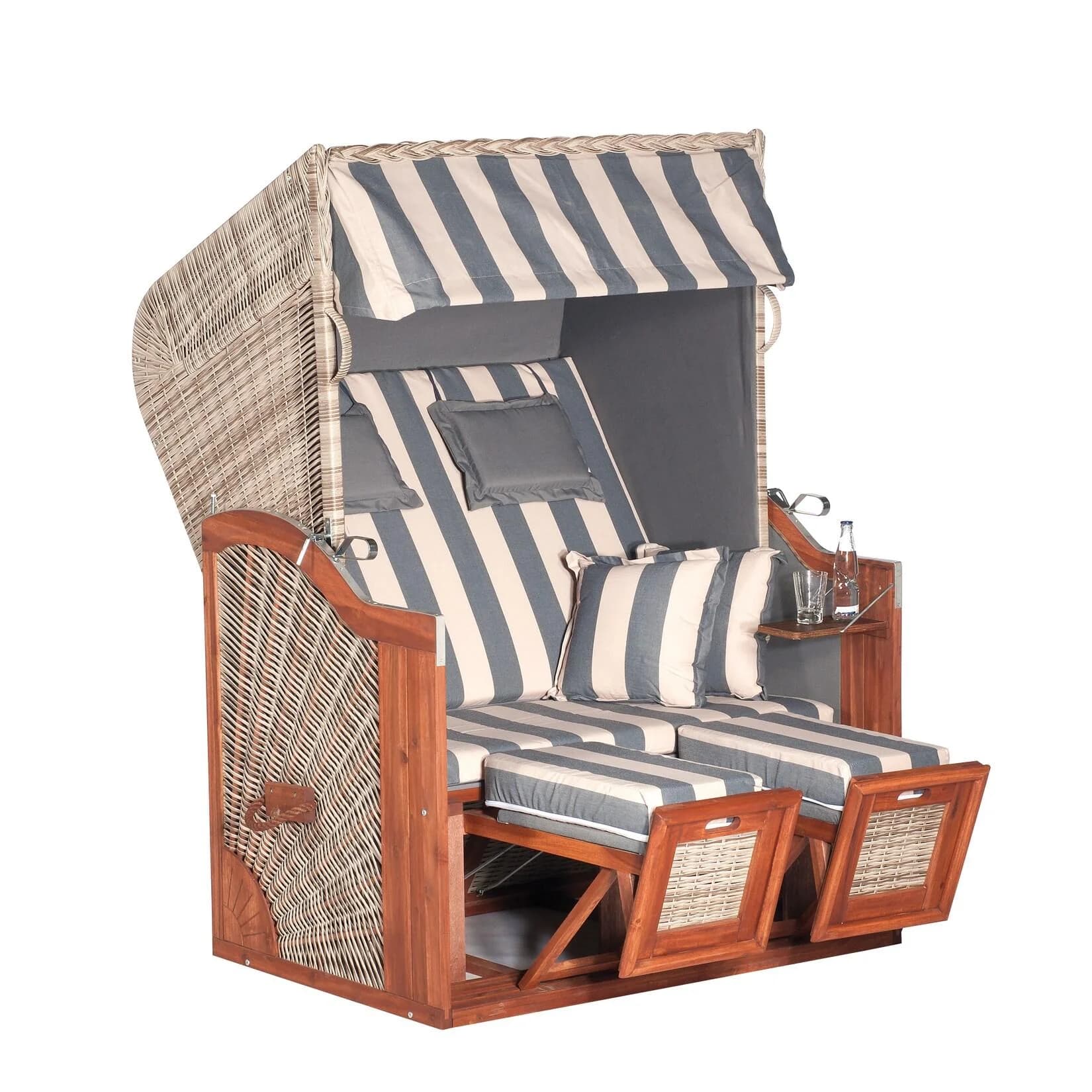 Garten-Strandkorb Rustikal 285 Z SUN Grey-washed Akazienholz