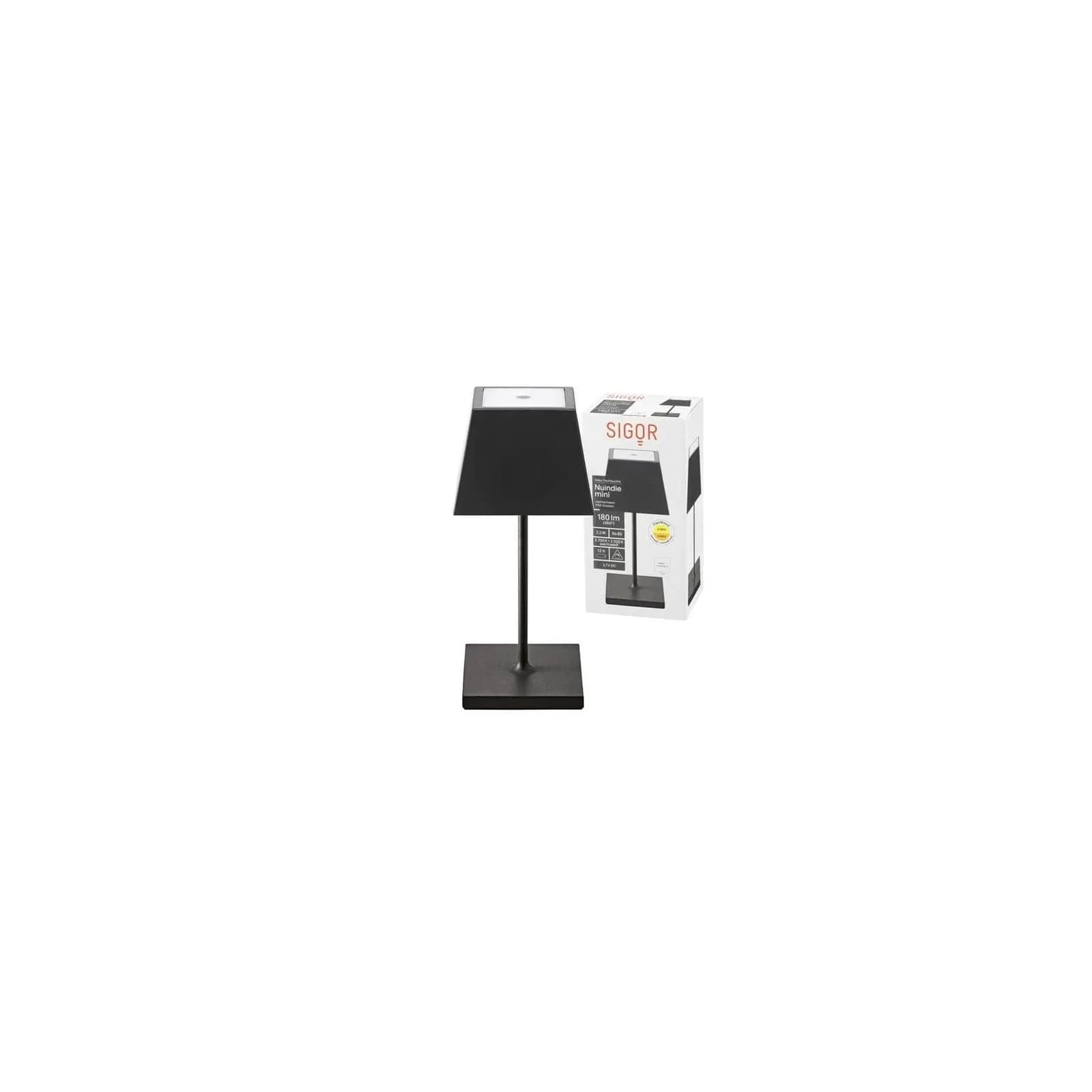 Sigor Nuindie mini Akku Tischleuchte Schwarz IP54 eckig