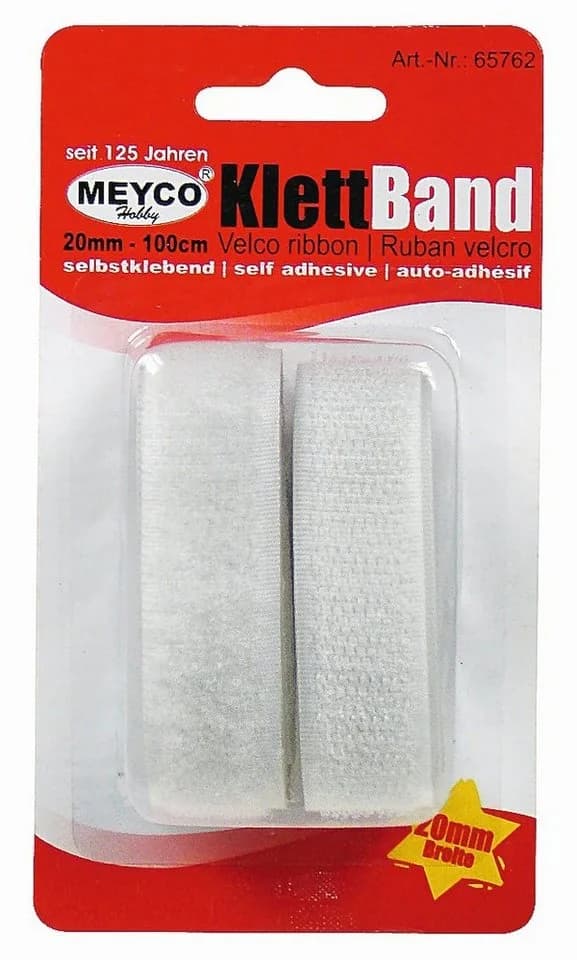 MEYCO Hobby Klettband Selbstklebend Weiß 2,0 cm x 1,0 m