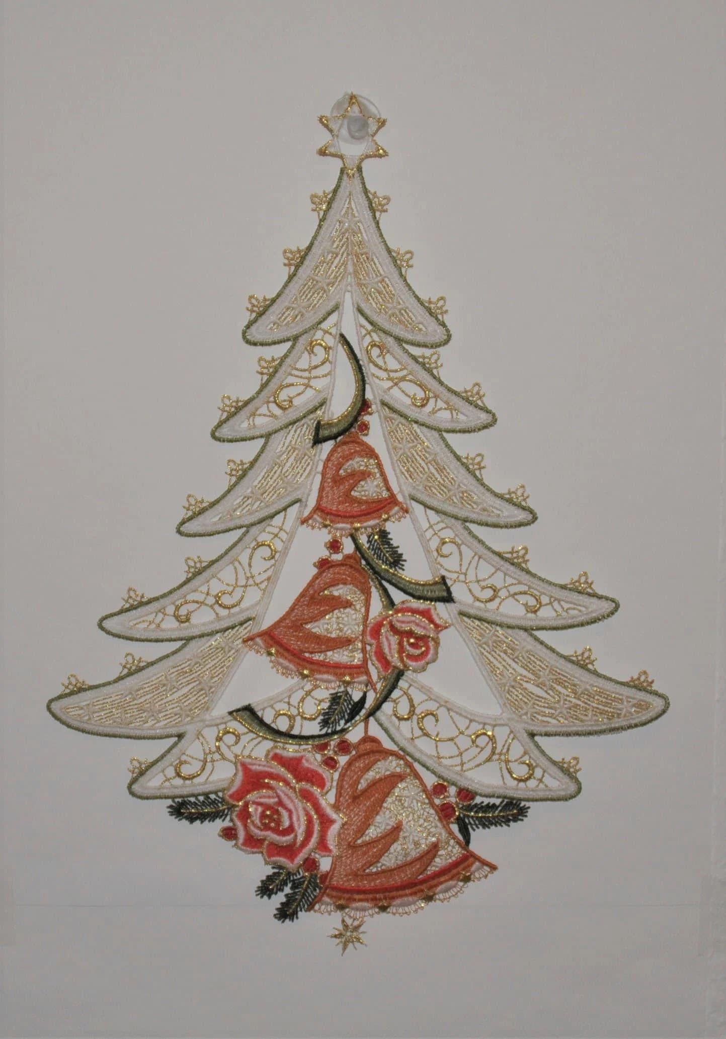 Fensterbild STICKEREIEN PLAUEN "Weihnachtsbaum" Bunt 26x34cm