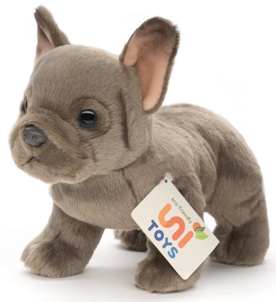 Uni-Toys Kuscheltier Französische Bulldogge 26 cm Grau