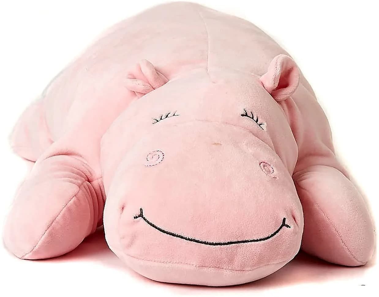 Uni-Toys Kuscheltier Plüsch-Kissen Nilpferd Ultraweich Rosa/Hellblau