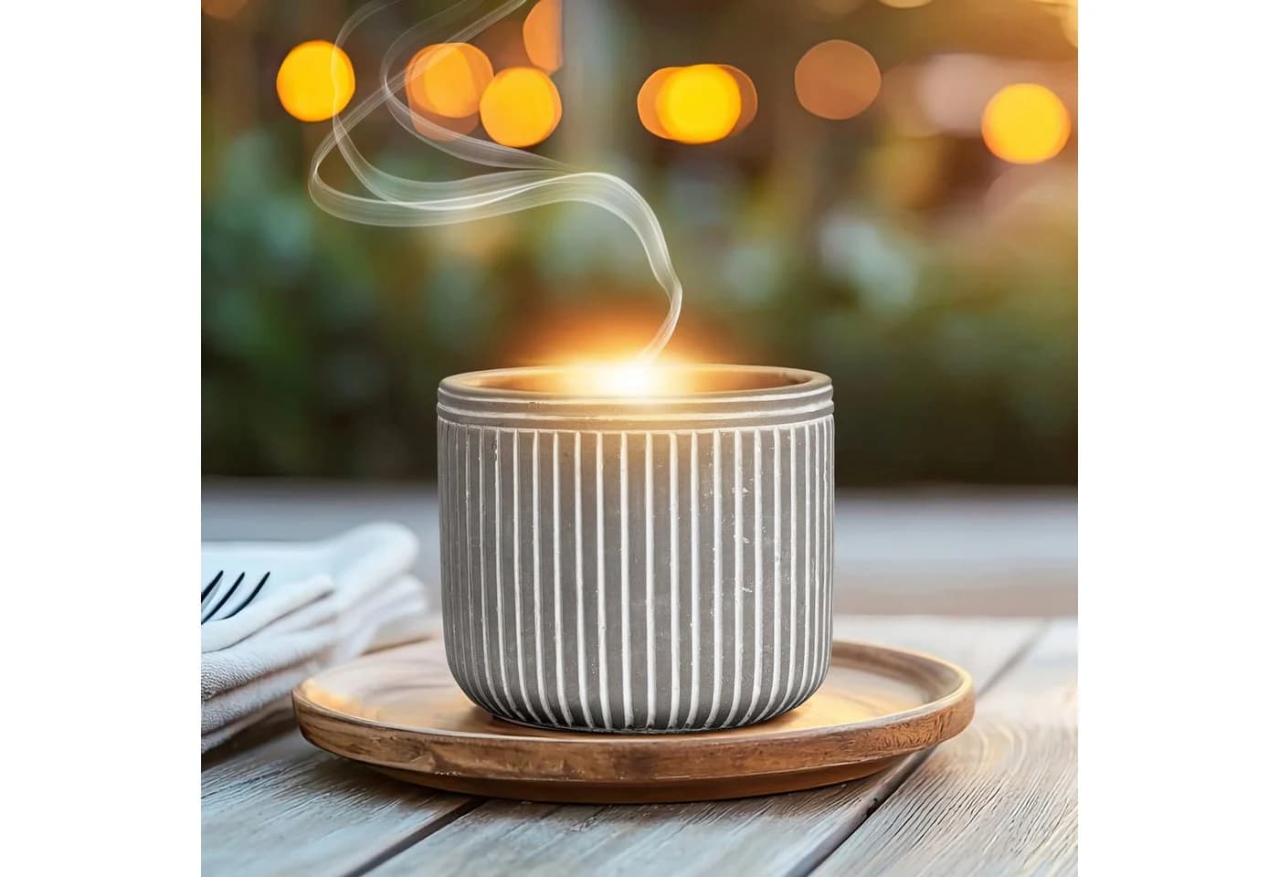 IC Gardenworld Duftkerze Citronella Grau Steintopf
